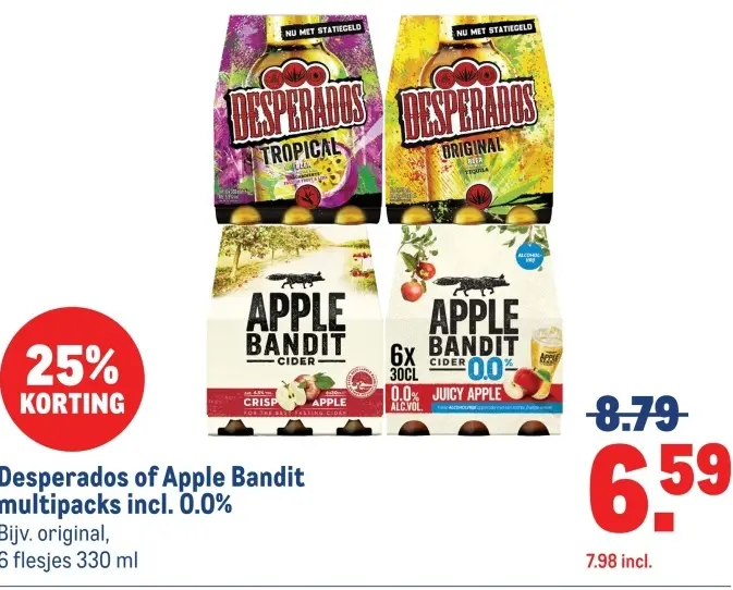 Aanbieding: Desperados or Apple Bandit multipacks incl. 0
