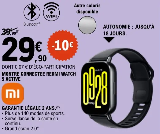 Offre: Montre connectee Redmi watch 5 active
