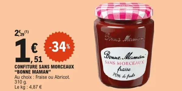 Offre: Confiture sans morceaux