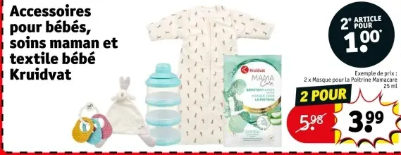Offre: Accessoires pour bébés, soins maman et textile