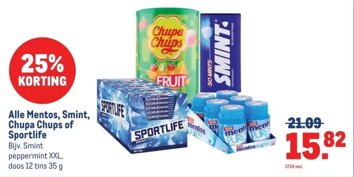 Aanbieding: Mentos, Smint, Chupa Chups of Sportlife