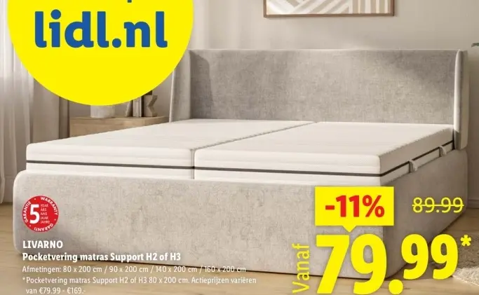 Aanbieding: Pocketvering matras Support H2 of H3
