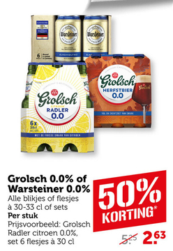 Aanbieding: Grolsch 0.0% / Warsteiner 0.0%