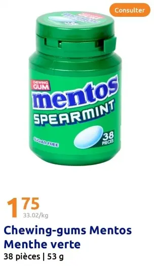 Offre: Chewing-gums Mentos Menthe verte