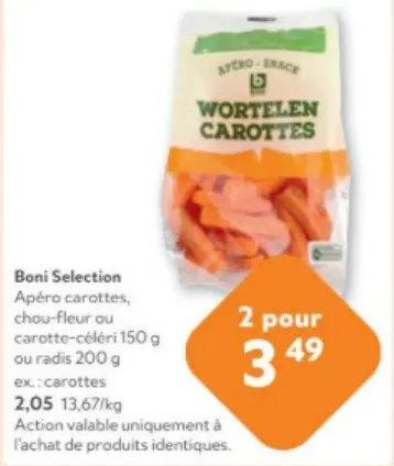 Offre: Apéro carottes, chou-fleur ou carotte-céléri ou radis