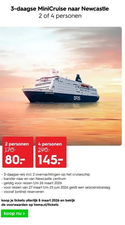Aanbieding: 3-daagse MiniCruise naar Newcastle