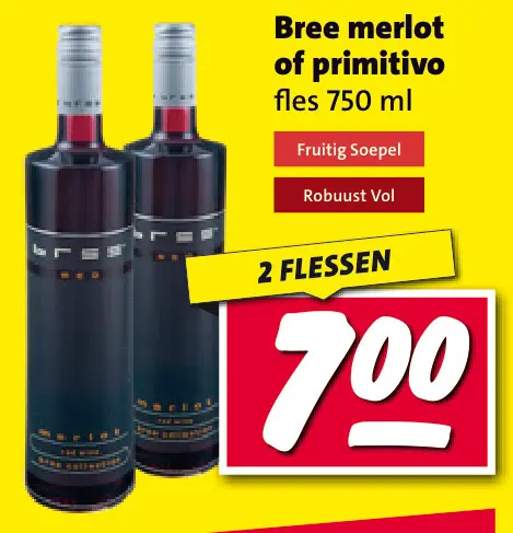 Aanbieding: Bree merlot of primitivo