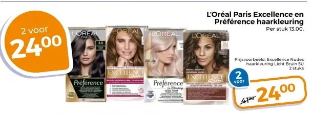 Aanbieding: L'Oréal Paris Excellence en Préférence haarkleuring