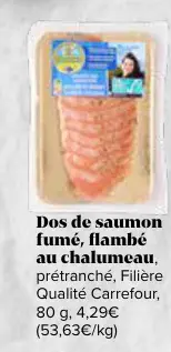Offre: Dos de saumon fumé, flambé au chalumeau
