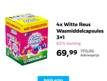 Aanbieding: 4x Witte Reus Wasmiddelcapsules 3+1 Power Caps Kleur