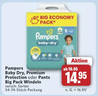 Aanbieding: Pampers Baby Dry, Premium Protection oder Pan
