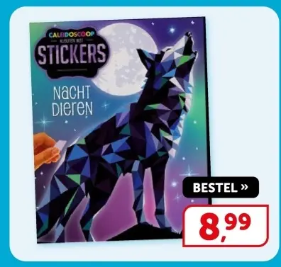 Aanbieding: Kaleidoscoop stickers nacht dieren