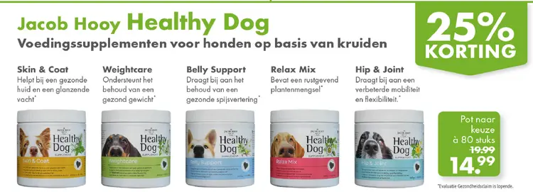 Aanbieding: Healthy Dog Voedingssupplementen voor honden op basis van kruiden