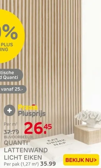 Aanbieding: Lattenwand licht eiken