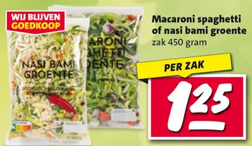 Aanbieding: Macaroni spaghetti of nasi bami groente