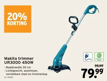 Aanbieding: Makita trimmer UR3000 450W
