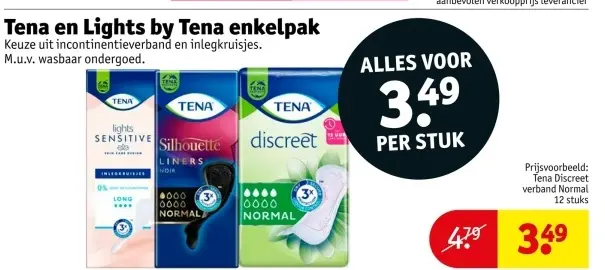 Aanbieding: Tena en Lights by Tena enkelpak