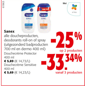 Aanbieding: Senex alle doucheproducten , deodorants roll - on of spray -25 % op 2 producten -33.34 % vanaf 3 producten