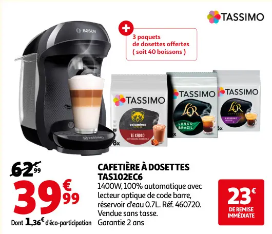Offre: Cafetière à dosettes tas102ec6
