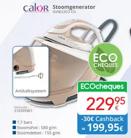 Aanbieding: Calor Stoomgenerator GV9E22CO CO