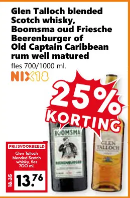 Aanbieding: Diverse dranken, zoals: Glen Talloch blended Scotch whisky