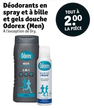 Offre: Déodorants en spray et à bille et gels douche