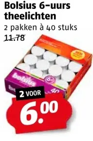 Aanbieding: Bolsius 6-uurs theelichten