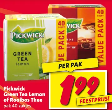 Aanbieding: Pickwick Green Tea Lemon of Rooibos Thee