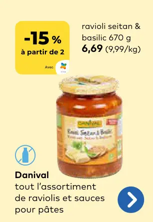 Offre: Ravioli seitan & basilic