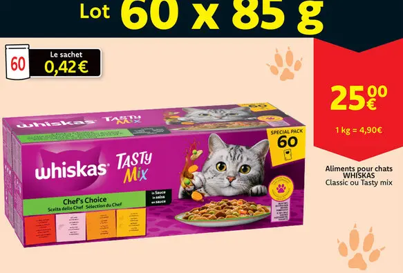 Offre: Aliments pour chats WHISKAS Classic ou Tasty 