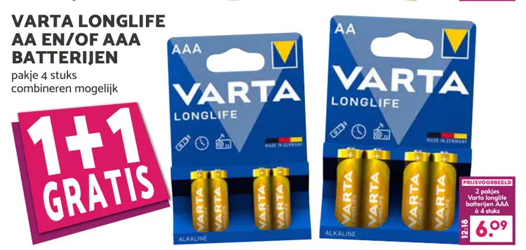 Aanbieding: Varta longlife aa en/of aaa batterijen