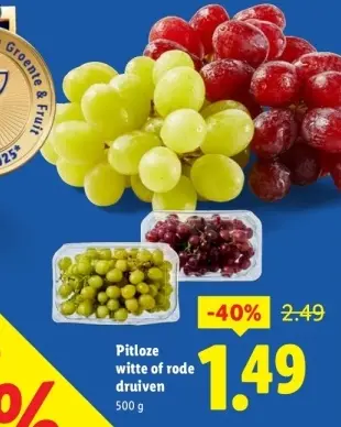 Aanbieding: Pitloze witte of rode druiven