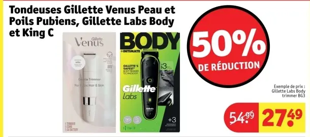 Offre: Tondeuses Gillette Venus Peau et Poils Pubiens