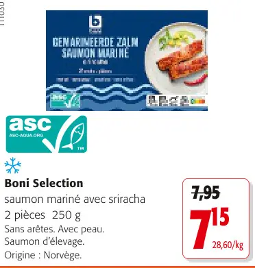 Offre: saumon mariné avec sriracha