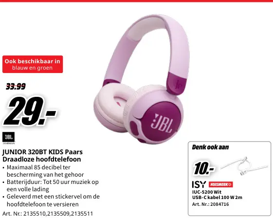 Promotie: JUNIOR 320BT KIDS Paars Draadloze hoofdtelefo