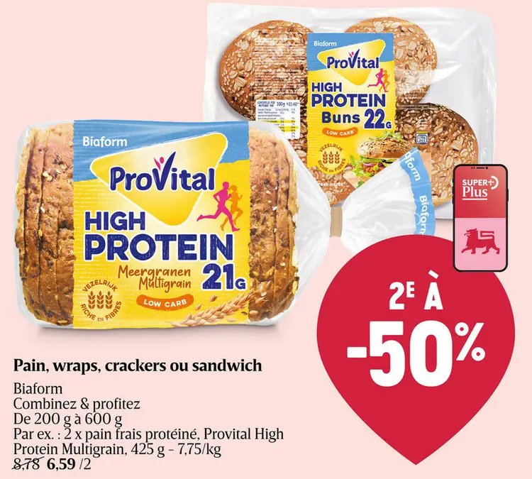 Offre: Pain frais protéiné, Provital High Protein Mu
