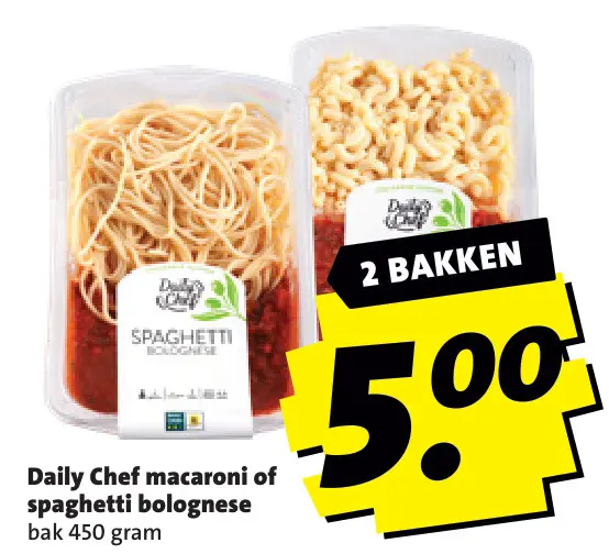 Aanbieding: macaroni of spaghetti bolognese