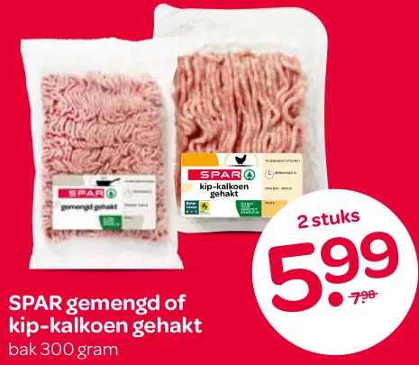 Aanbieding: Gemengd of kip-kalkoen gehakt