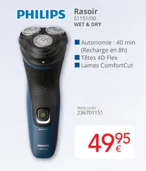 Offre: Rasoir S1151/00 WET & DRY