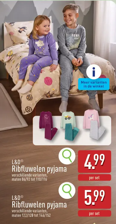 Aanbieding: Ribfluwelen pyjama