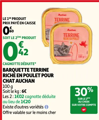 Promotie: Barquette terrine riche en poulet pour chat