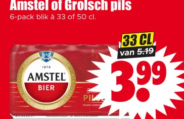 Aanbieding: Amstel of Grolsch pils