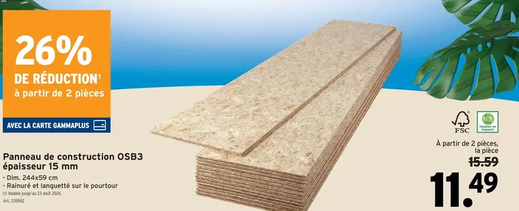 Offre: Panneau de construction OSB3