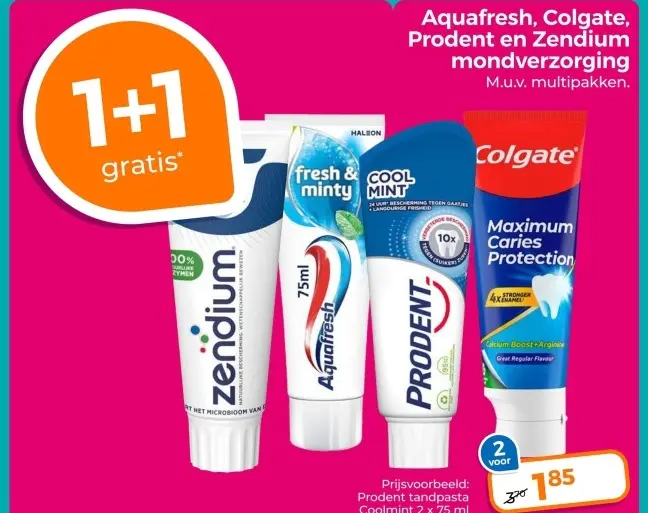 Aanbieding: Aquafresh, Colgate, Prodent en Zendium mondverzorging