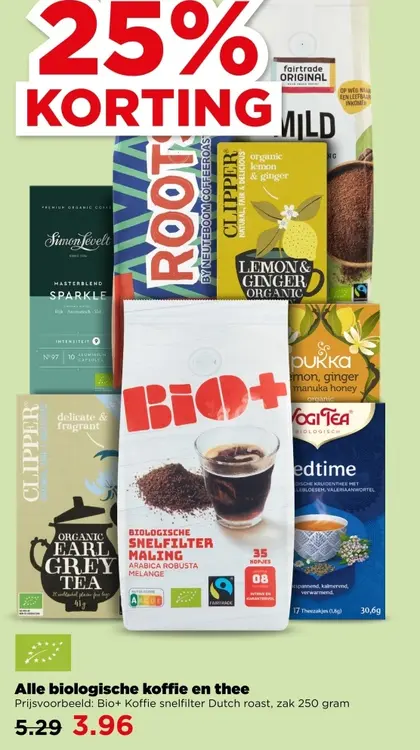 Aanbieding: Biologische koffie en thee