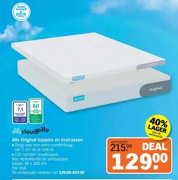 Aanbieding: Alle Original toppers en matrassen