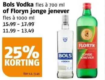 Aanbieding: Bols Vodka of Floryn jonge jenever