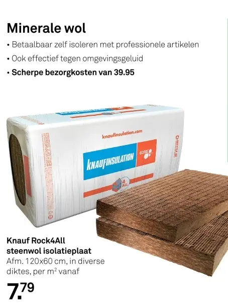 Aanbieding: Minerale wol Knauf Rock4All steenwol isolatie