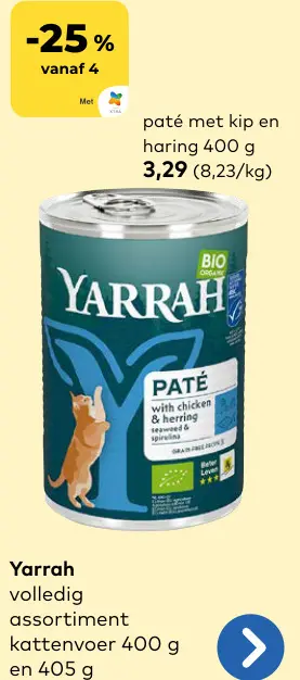 Promotie: Yarrah paté met kip en haring