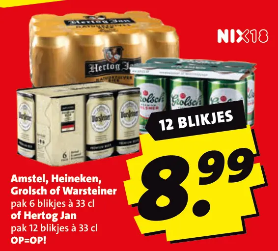Aanbieding: Amstel, Heineken, Grolsch of Warsteiner of Hertog Jan